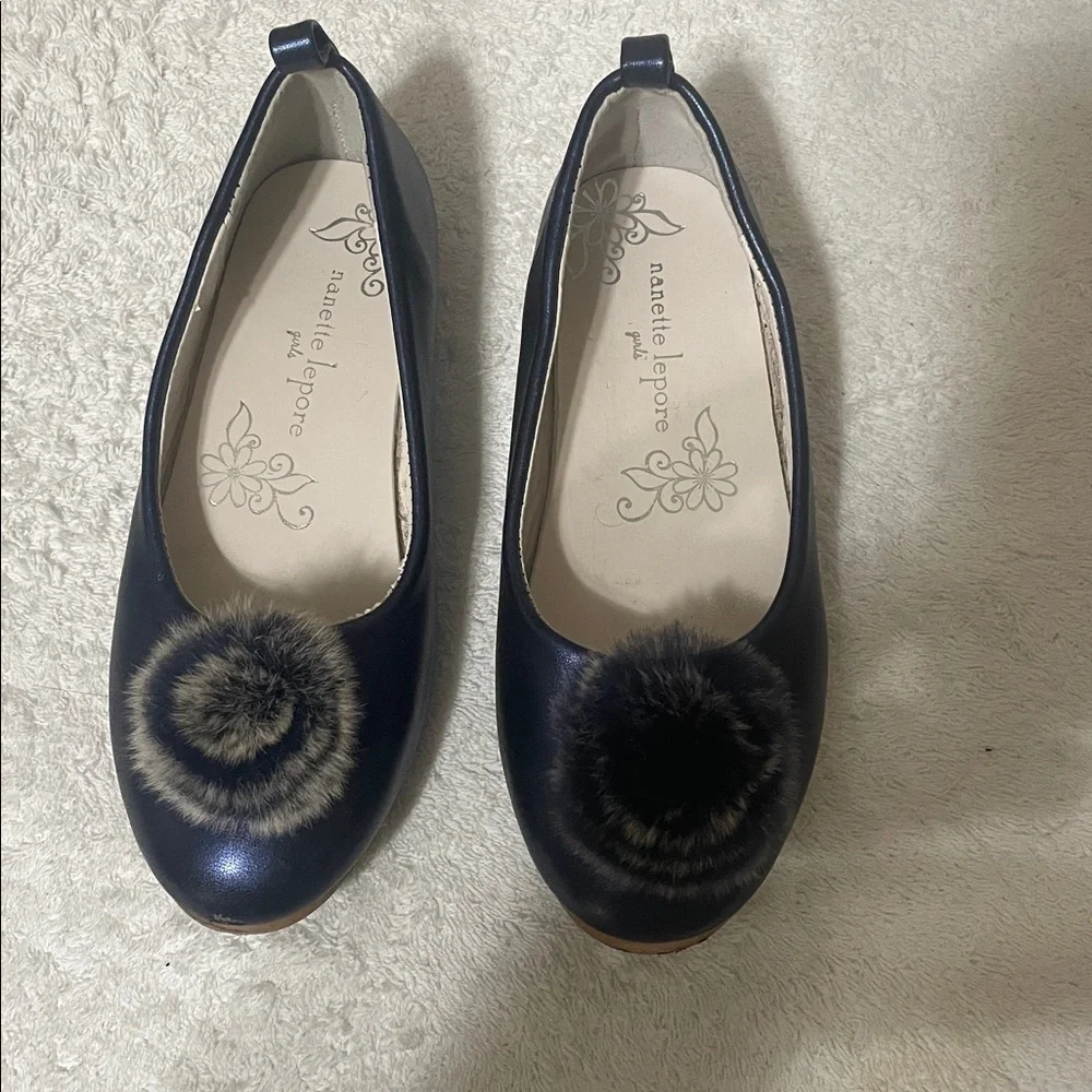 Nanette Lepore Blue Dress Shoes with Furry Pom-Poms